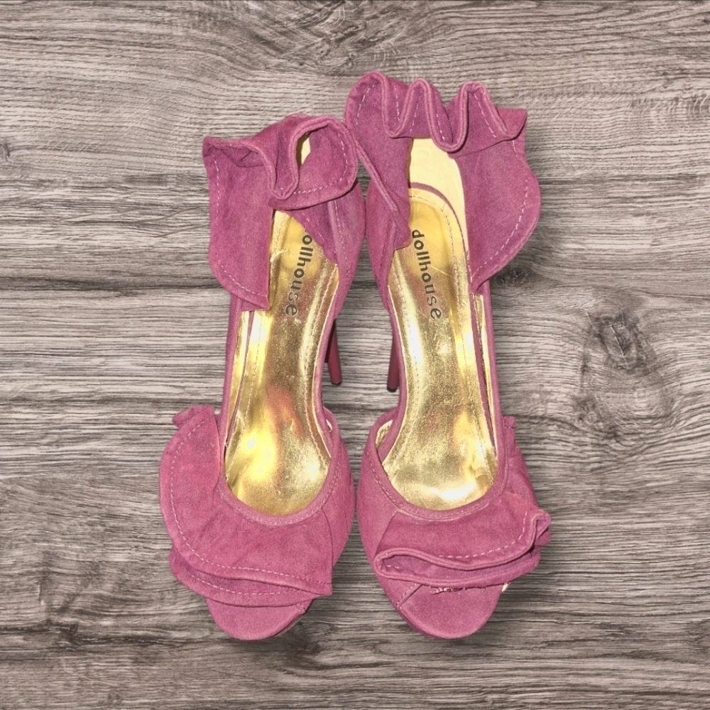 Dollhouse Pink Peep Toe Heels Size 9 - Picture 4 of 5